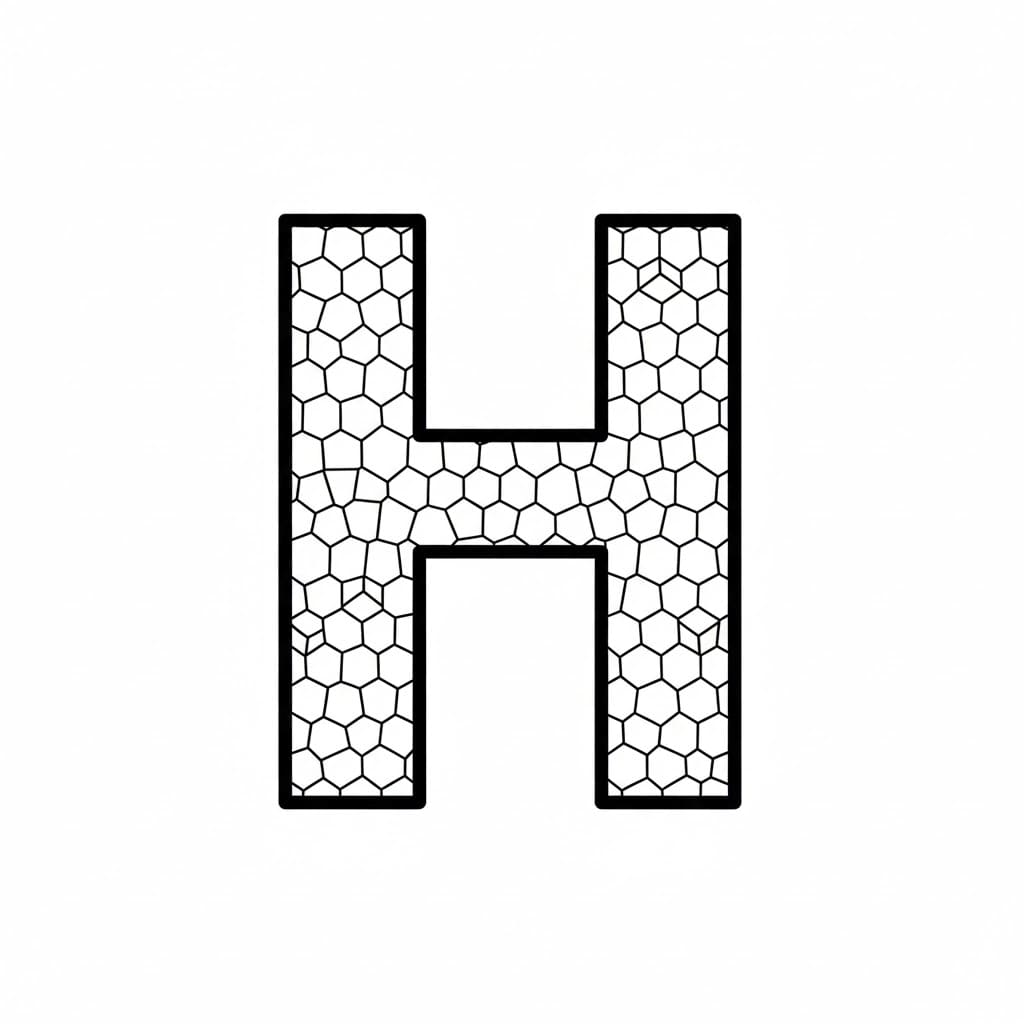 Liten sekskantet Bokstaven H fargelegging