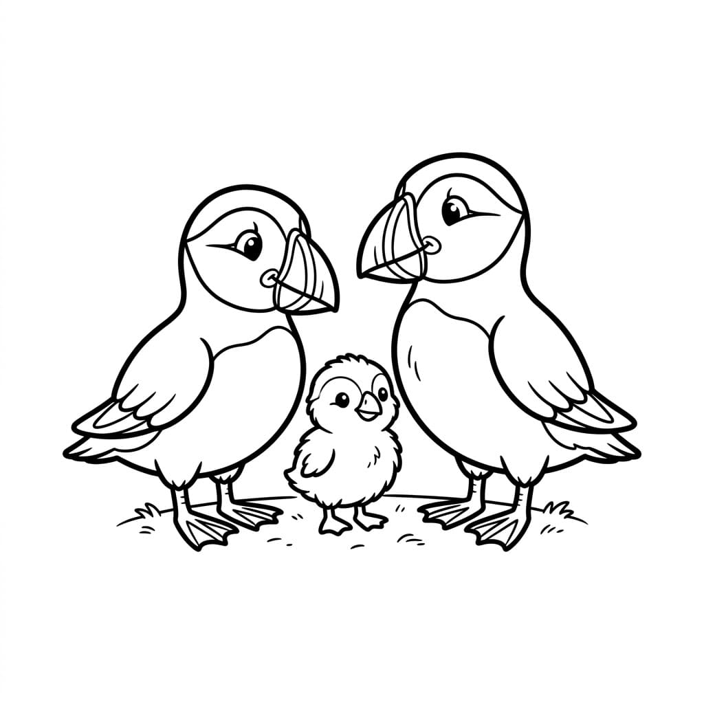 Lundefugl Familie fargelegging