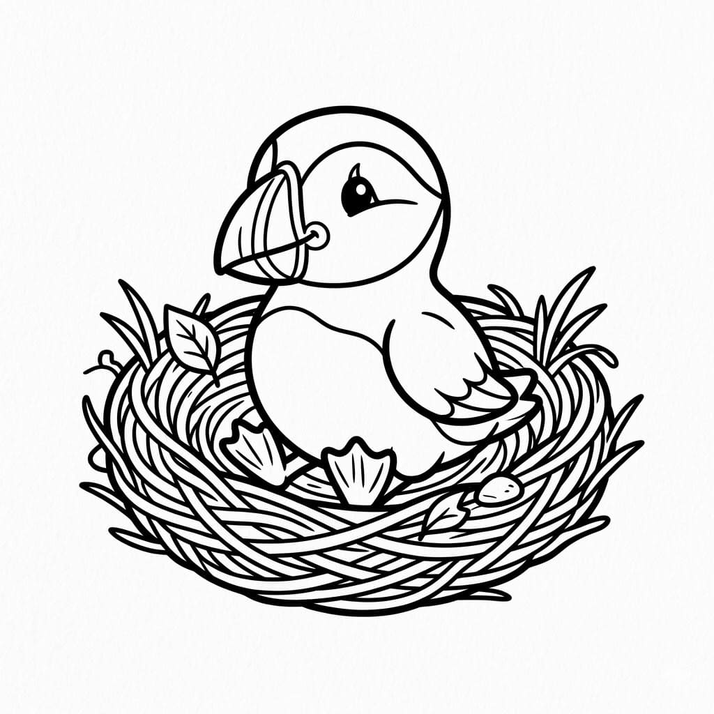 Lundefugl I Rede fargelegging