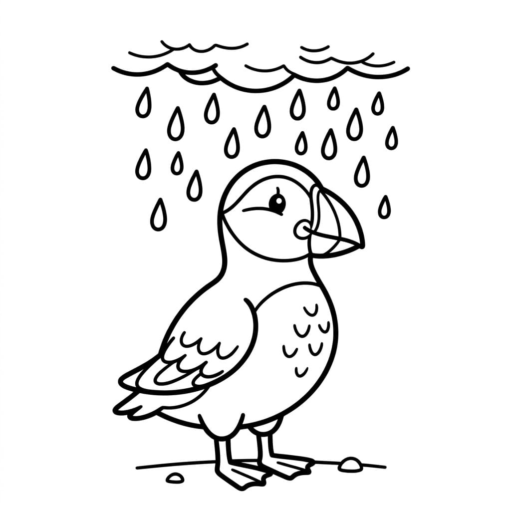 Lundefugl I Regn fargelegging