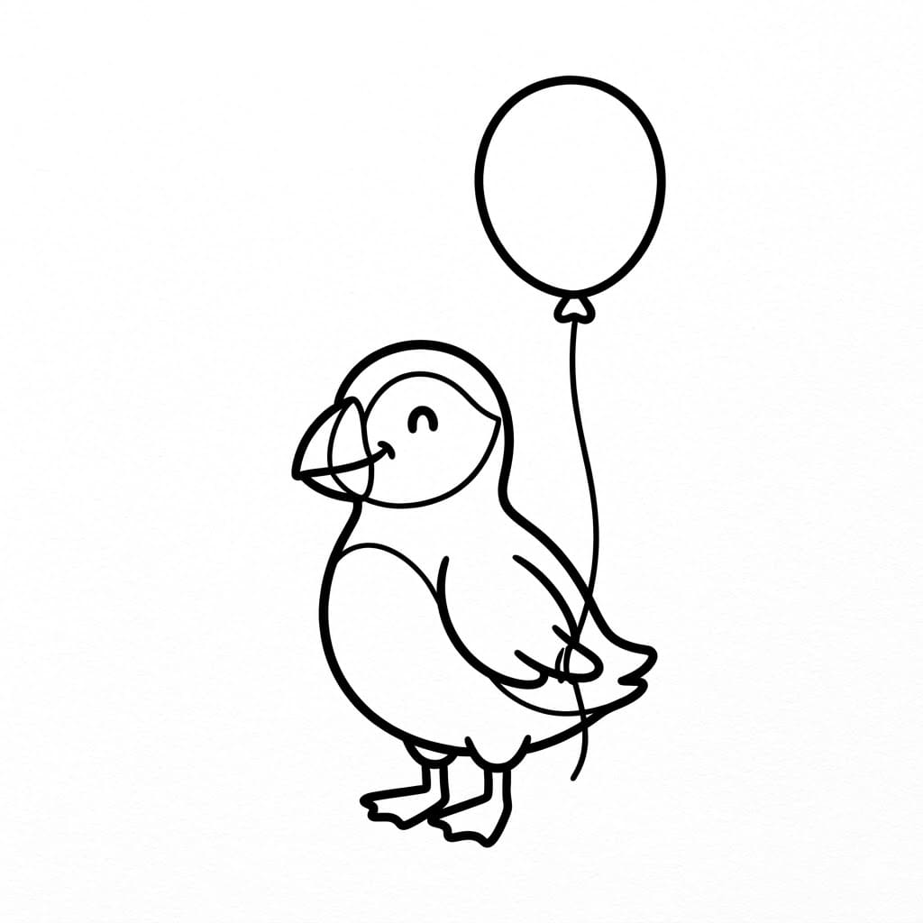 Lundefugl Med Ballong fargelegging