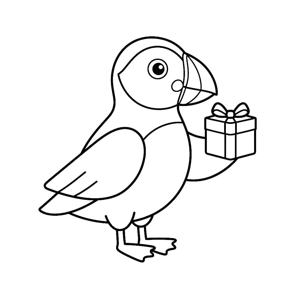 Lundefugl Med Gave fargelegging