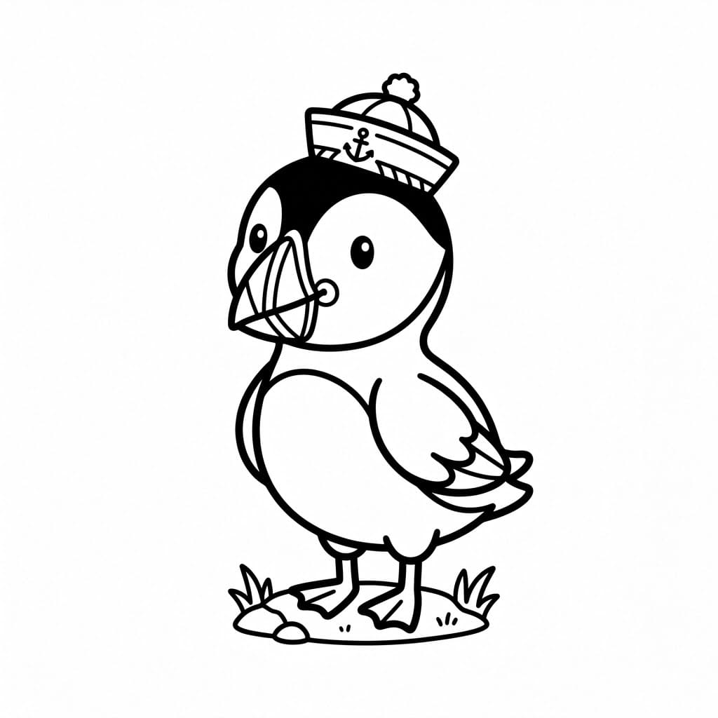 Lundefugl Med Hatt fargelegging