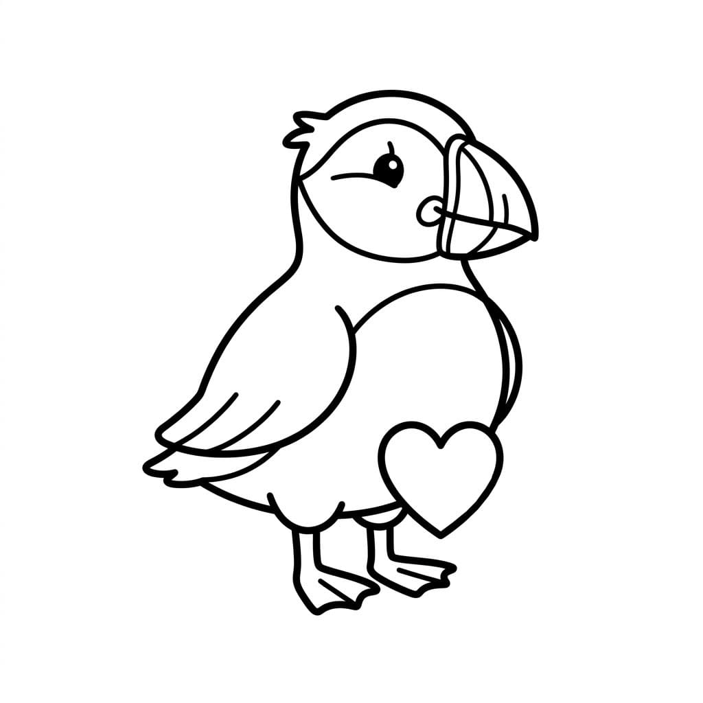 Lundefugl Med Hjerte fargelegging