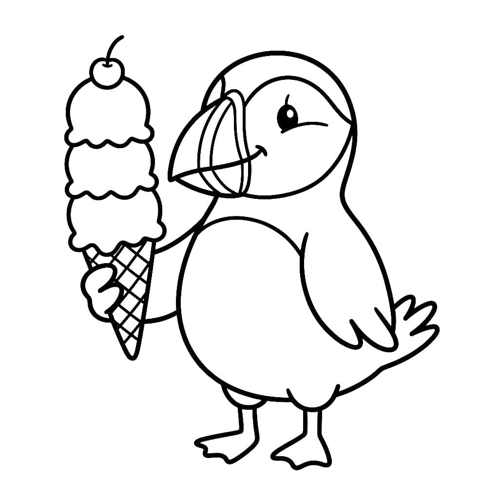 Lundefugl Med Iskrem fargelegging