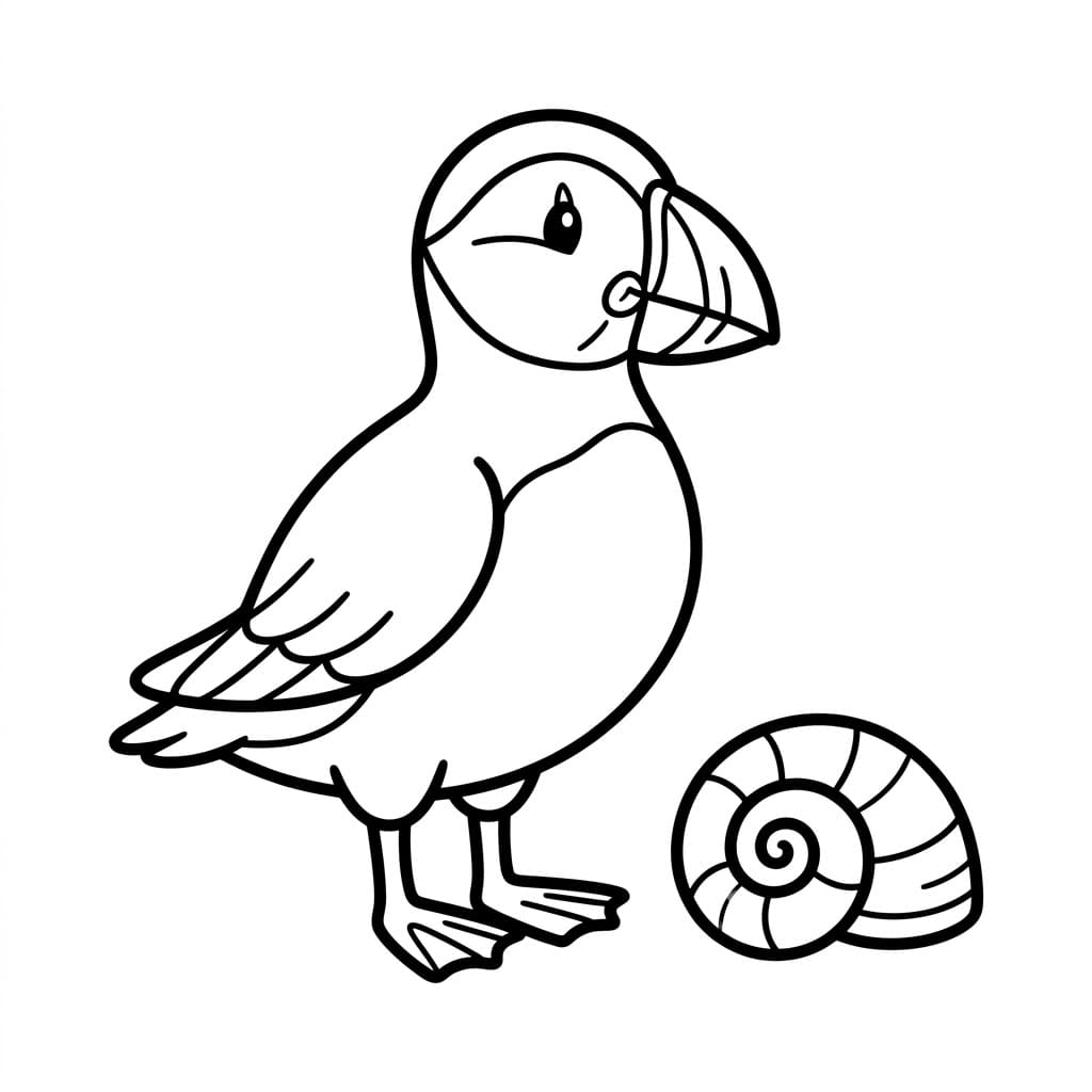 Lundefugl Med Skjell fargelegging