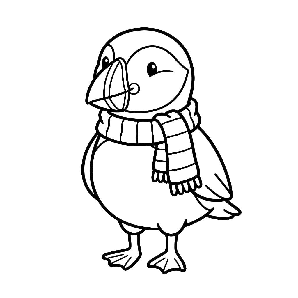 Lundefugl Med Skjerf fargelegging