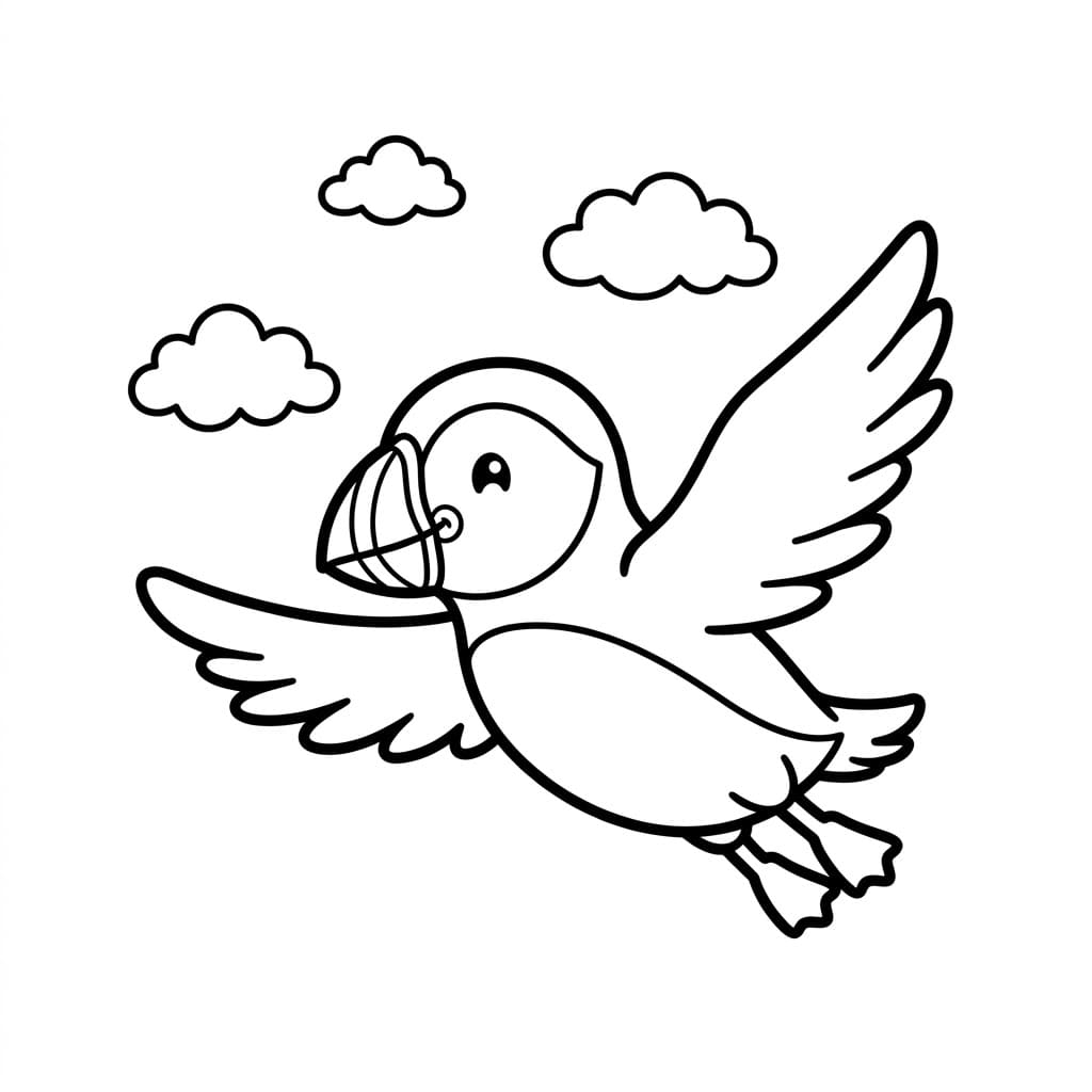 Lundefugl Med Sky fargelegging