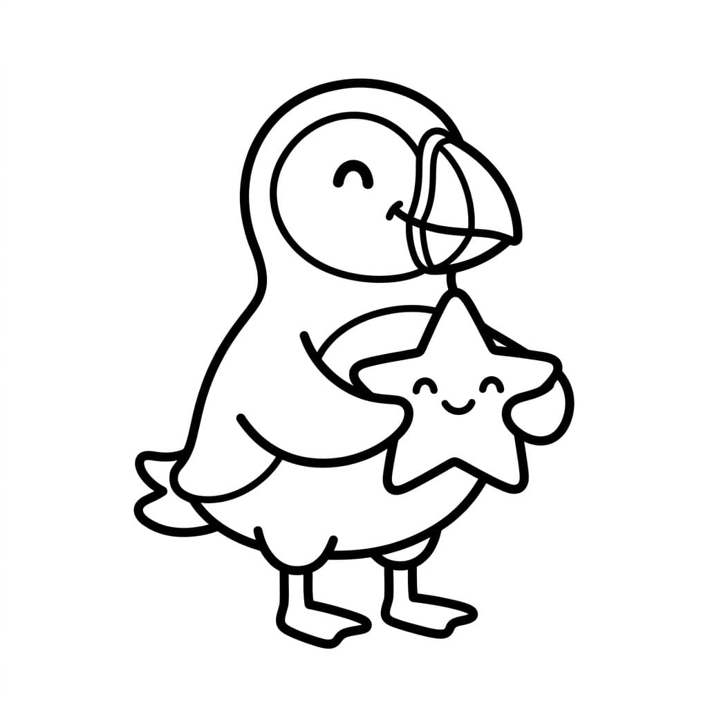 Lundefugl Med Stjerne fargelegging