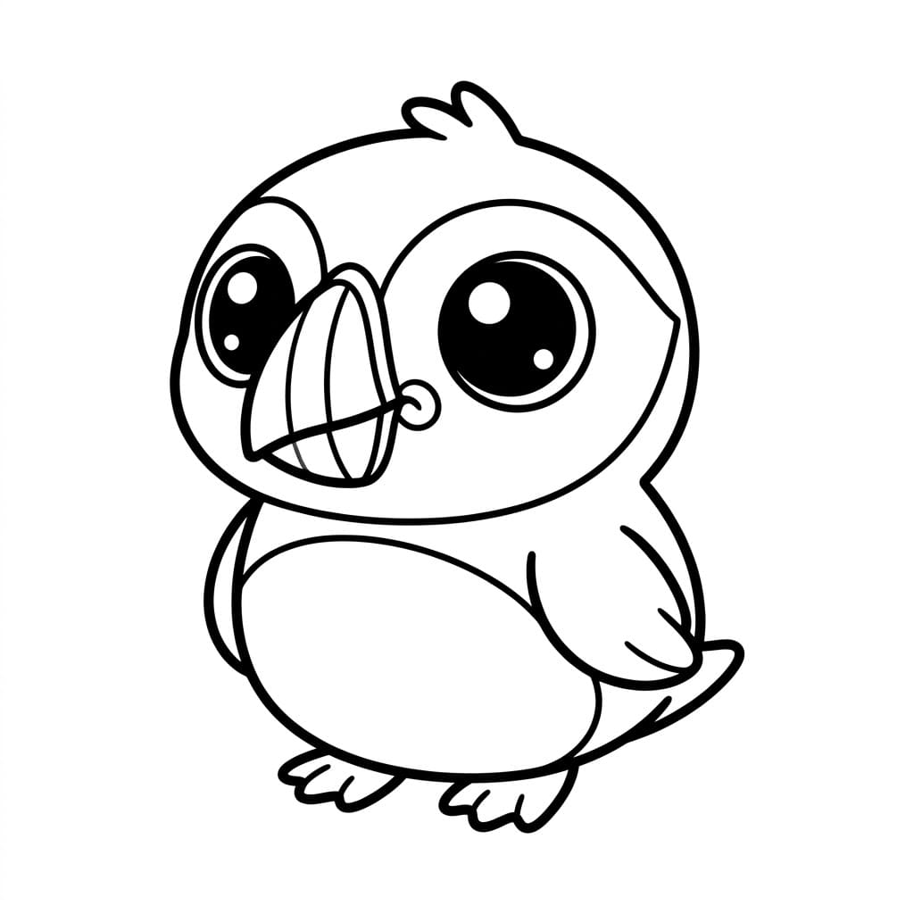 Lundefugl Med Store Øyne fargelegging