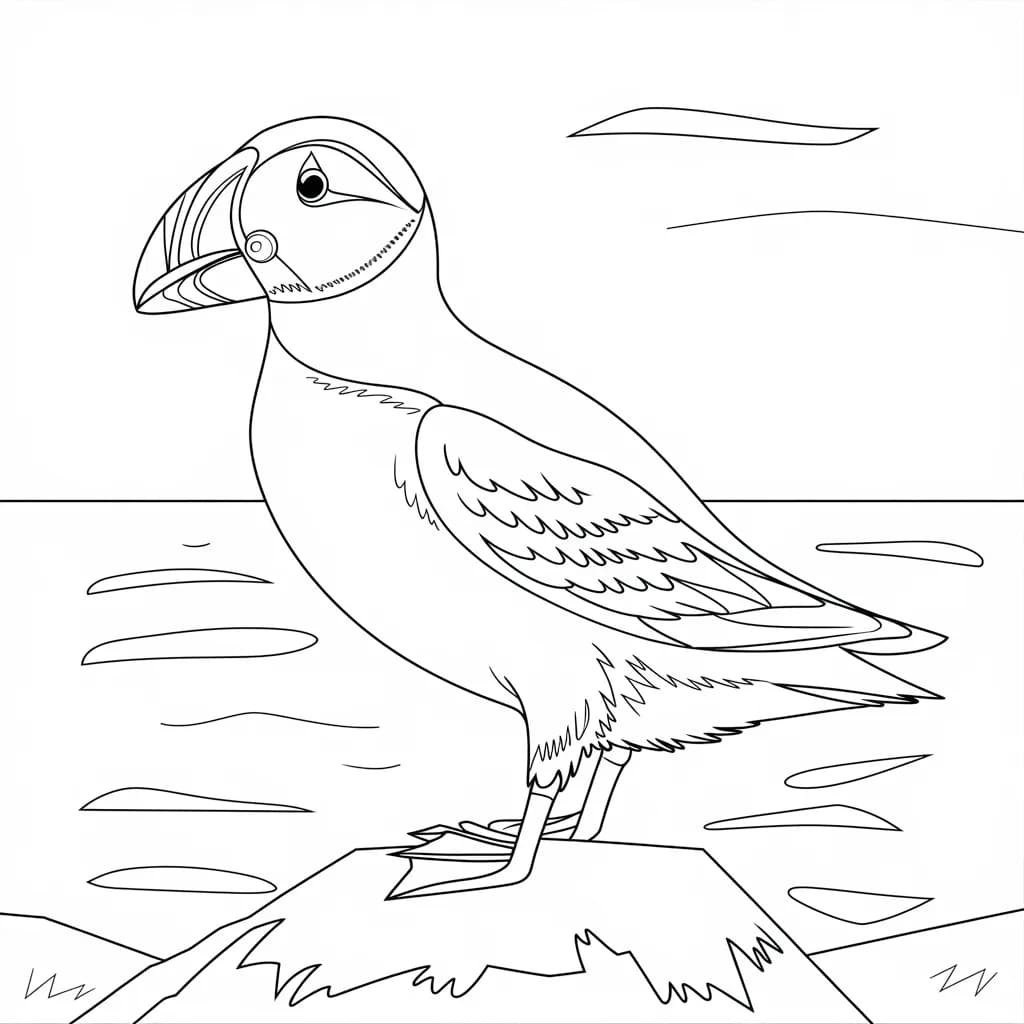 Lundefugl omriss fargelegging