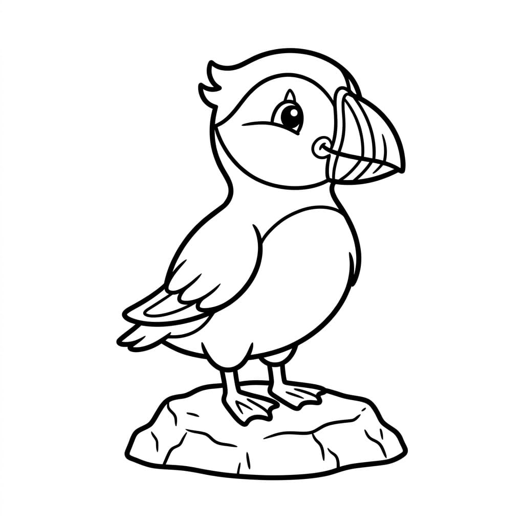 Lundefugl På Stein fargelegging