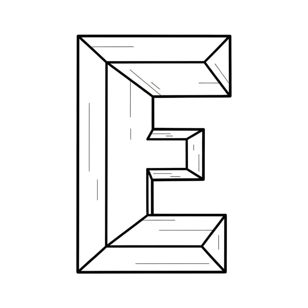 Metallblokkbokstaven E fargelegging