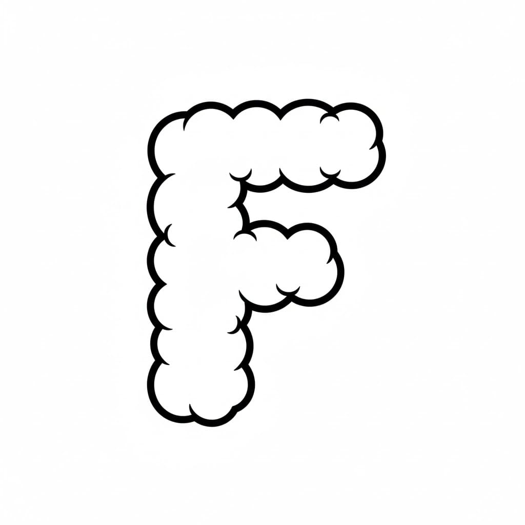 Myk sky bokstav F fargelegging