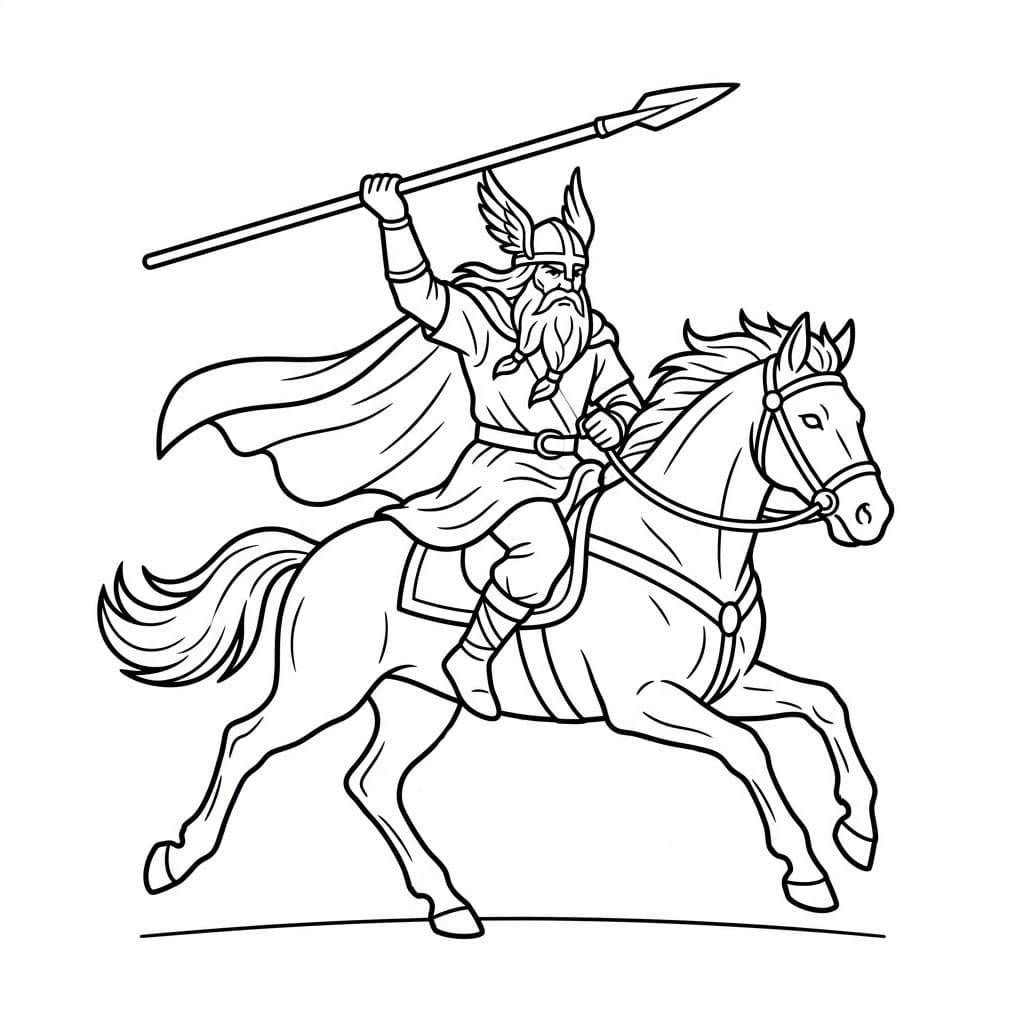 Odin krigerrytter fargelegging