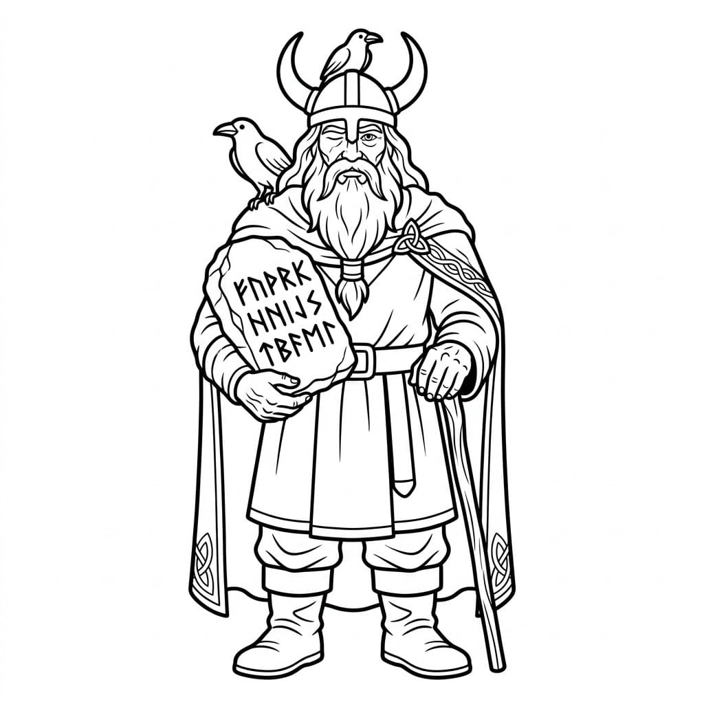 Odin leser runer fargelegging