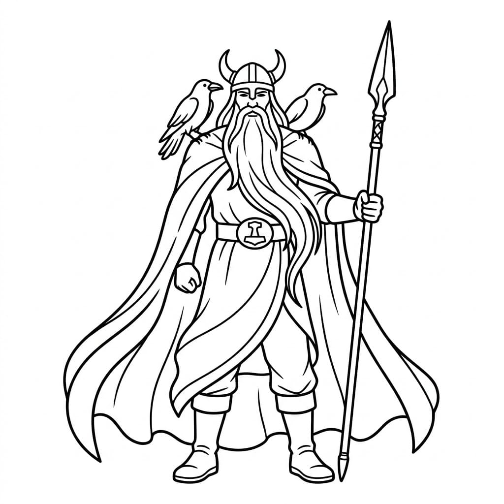 Odin med kappe fargelegging