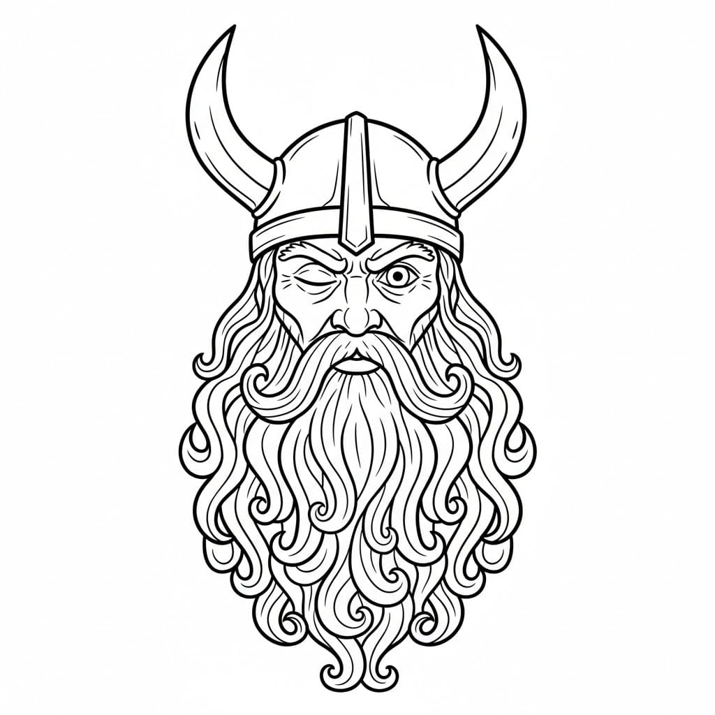 Odin med langt skjegg fargelegging