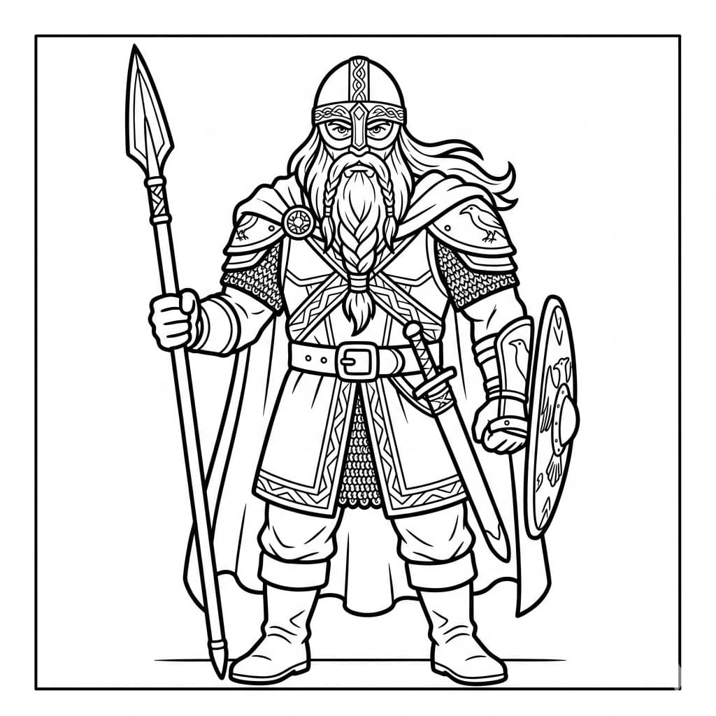 Odin med rustning fargelegging