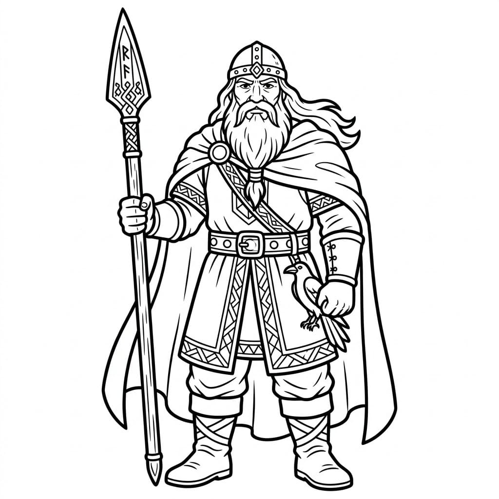 Odin med spyd fargelegging