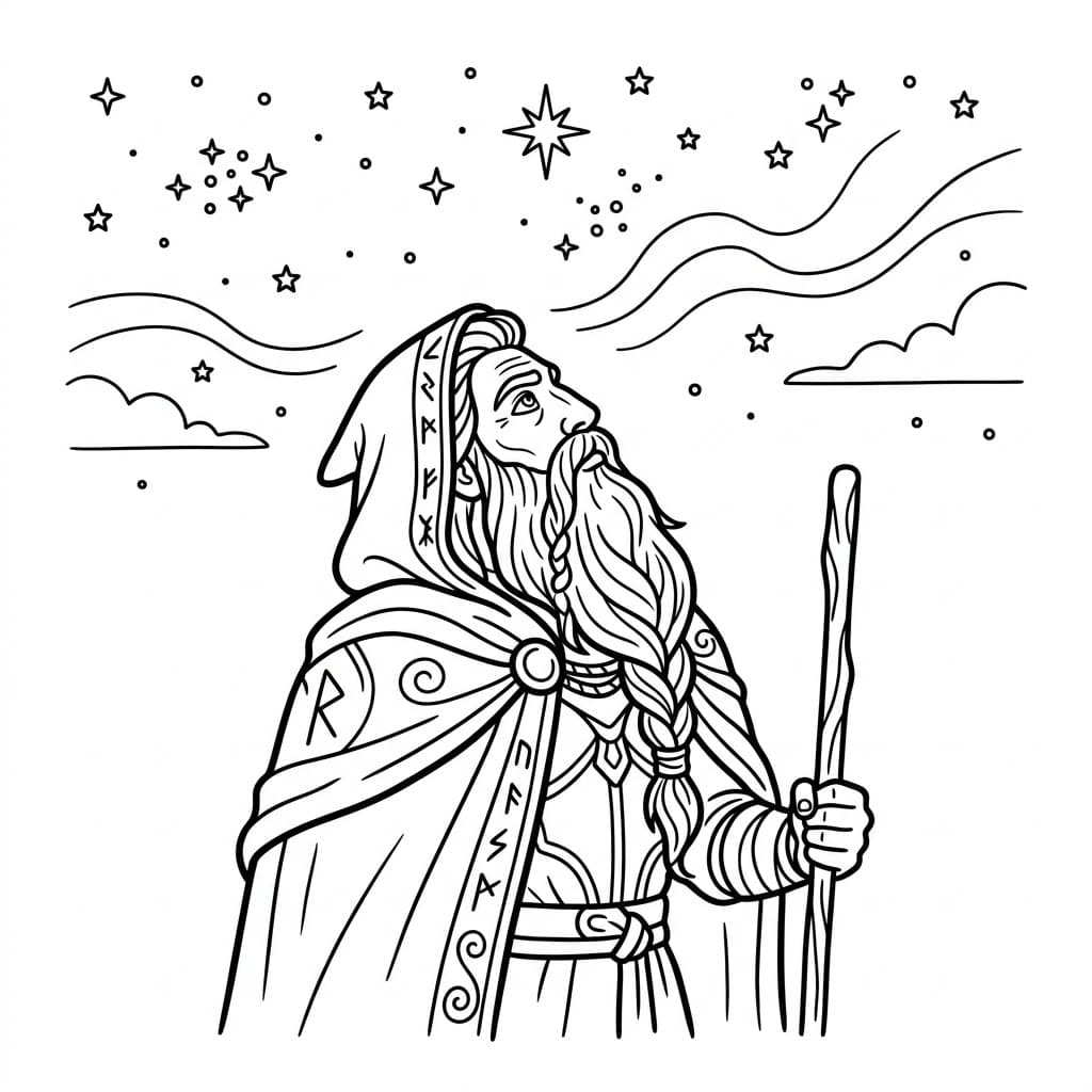 Odin og nordhimmel fargelegging