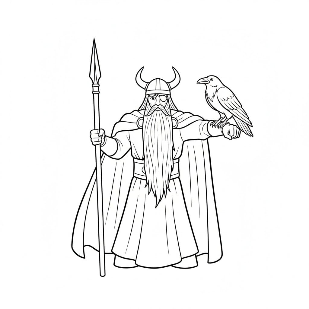 Odin og ravn fargelegging
