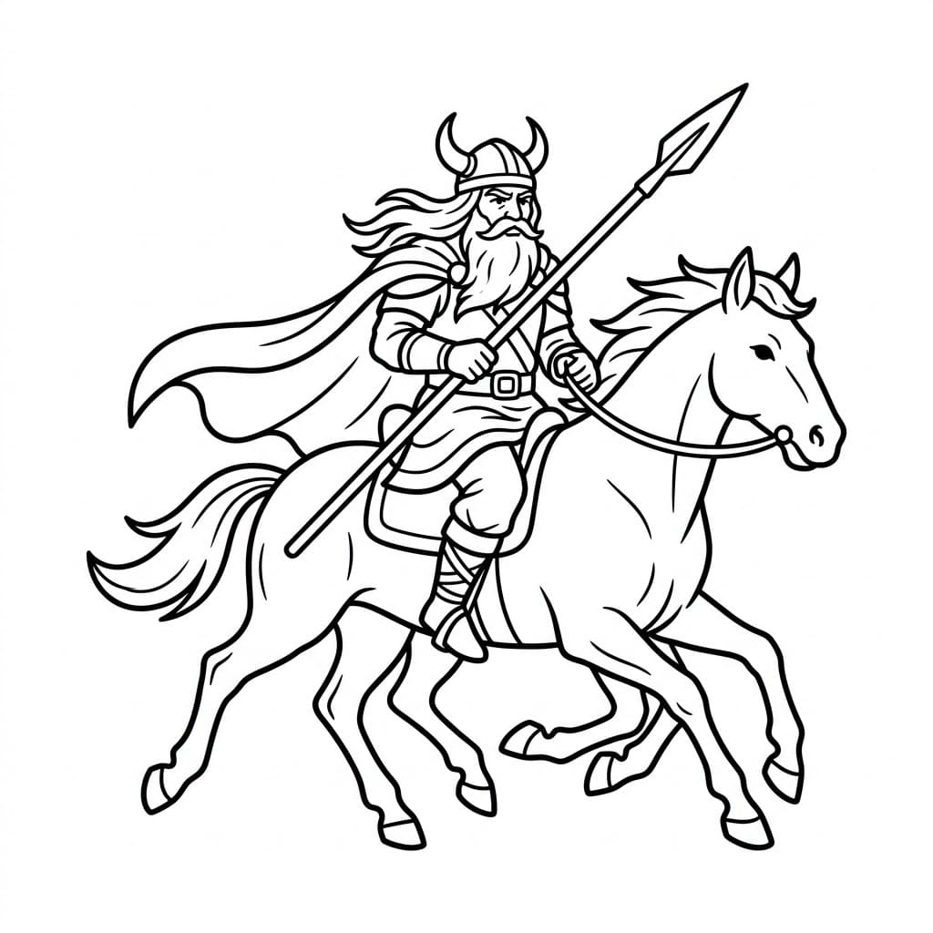 Odin rir hest fargelegging