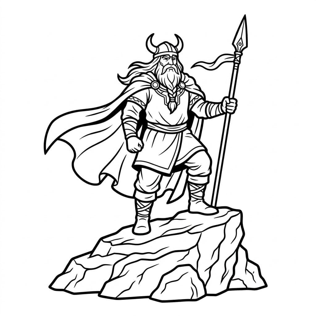 Odin står på stein fargelegging