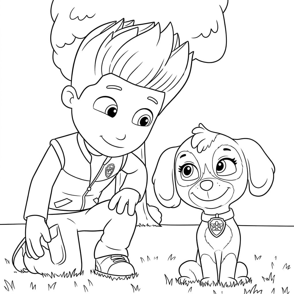 Paw Patrol med Ryder og Skye fargelegging