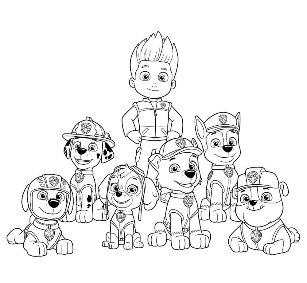 Paw Patrol utskriftsvennlig Ryder fargelegging