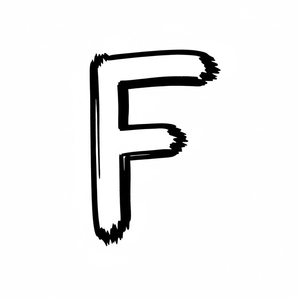 Penselstrøk bokstav F fargelegging