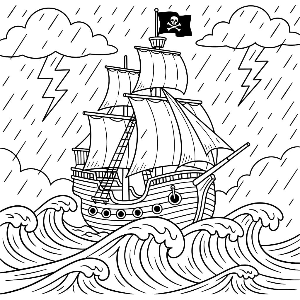 Piratskip i Storm fargelegging