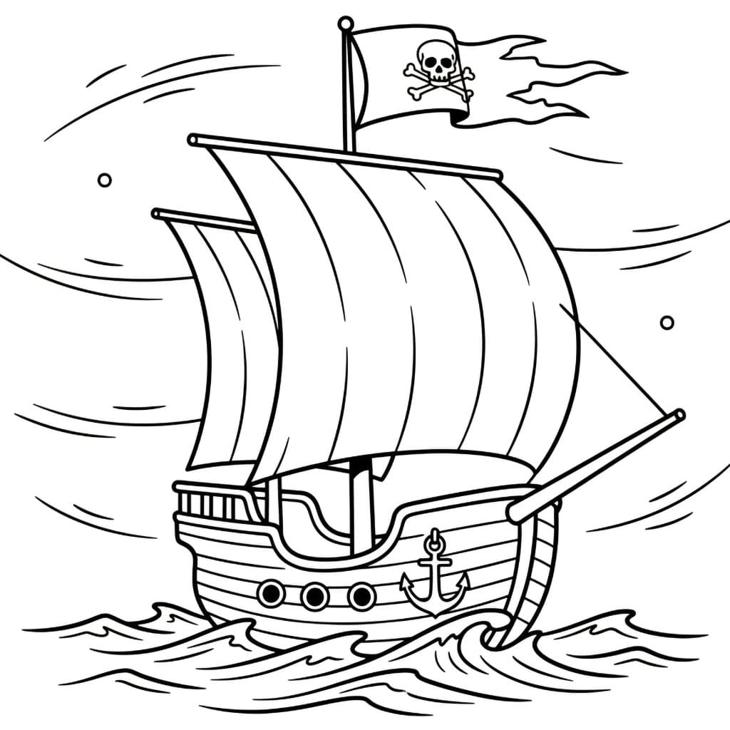 Piratskip i Vind fargelegging