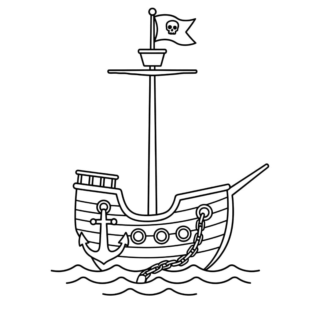 Piratskip med Anker fargelegging