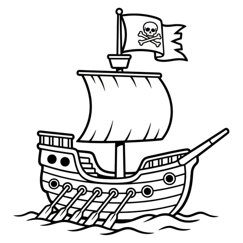 Piratskip med Årer fargelegging