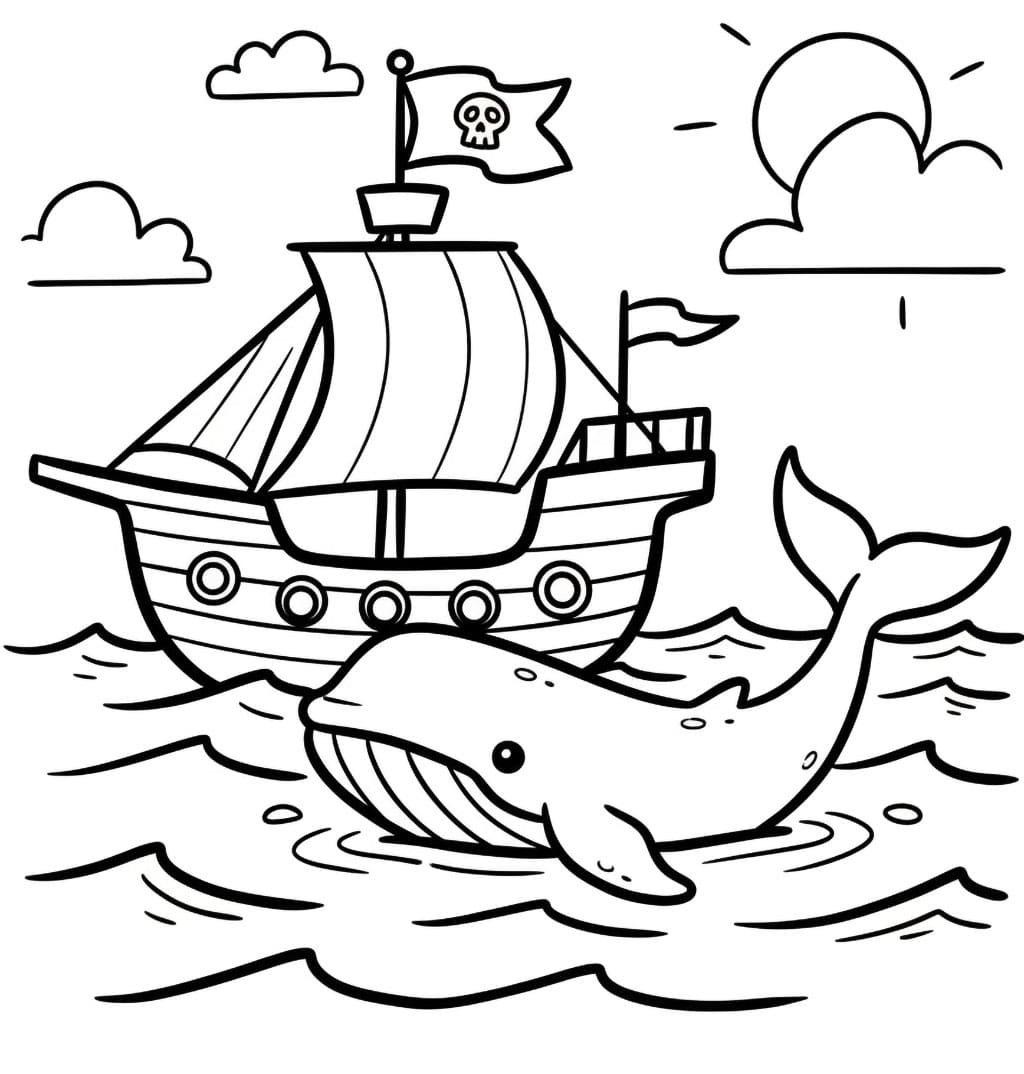Piratskip med Hval fargelegging