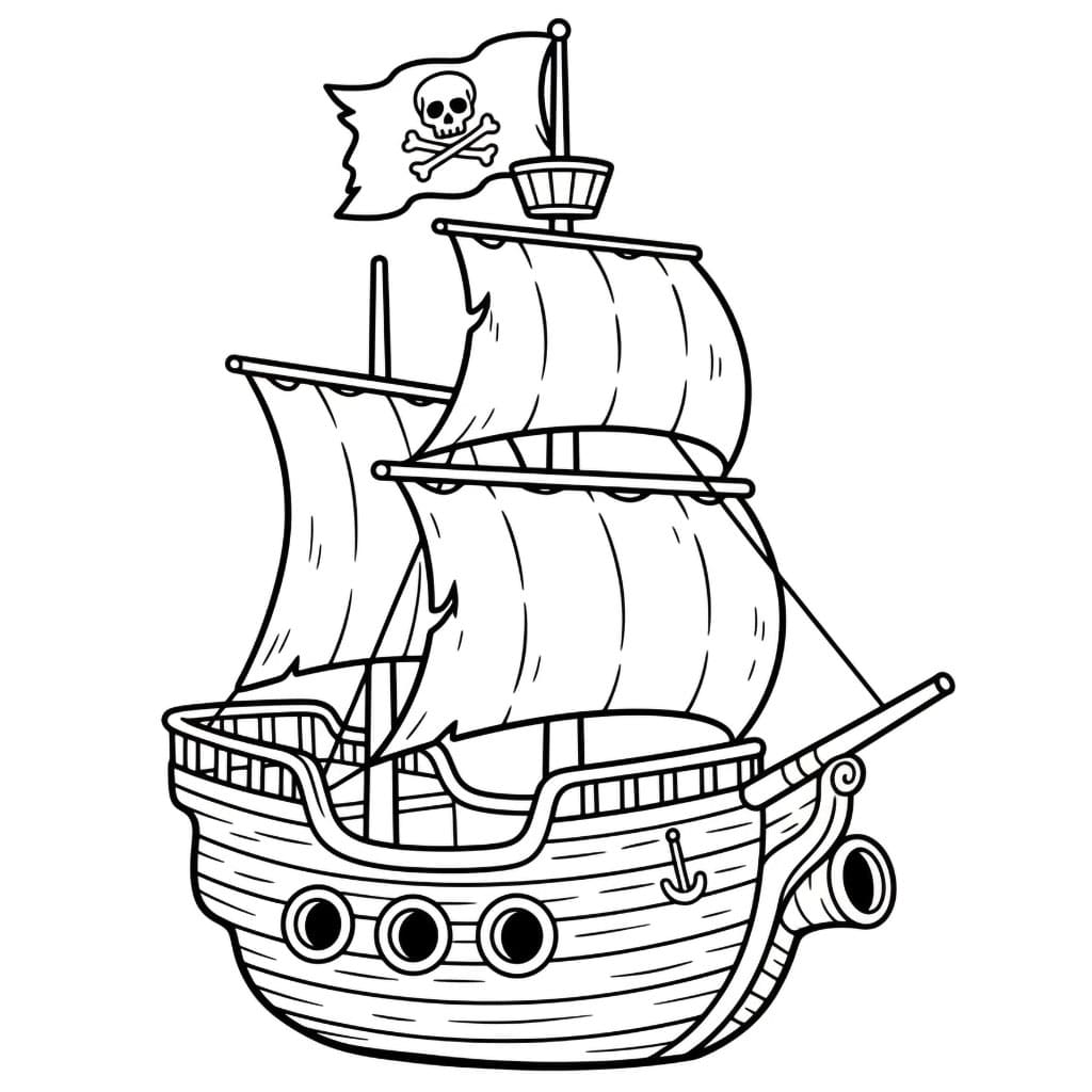 Piratskip med Kanon fargelegging