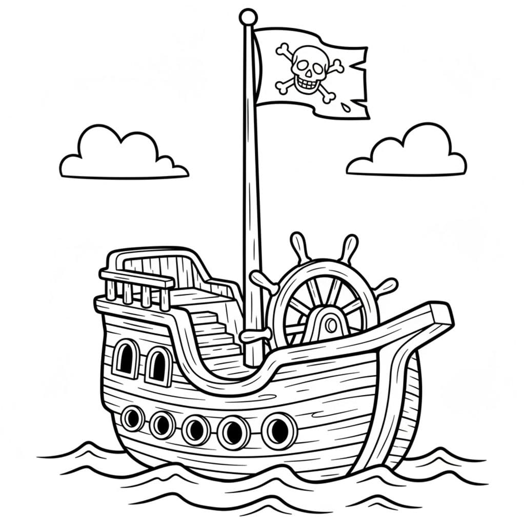 Piratskip med Ror fargelegging