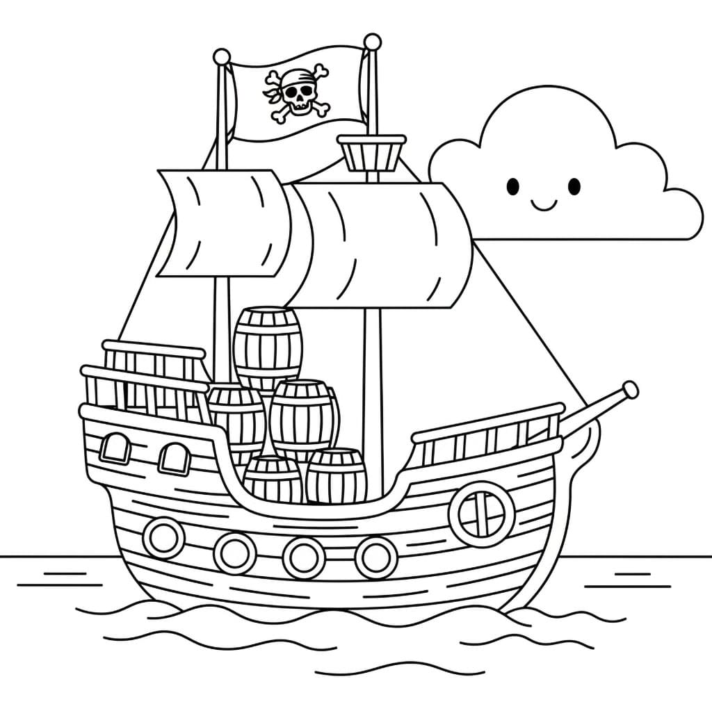 Piratskip med Sjøstjerne fargelegging