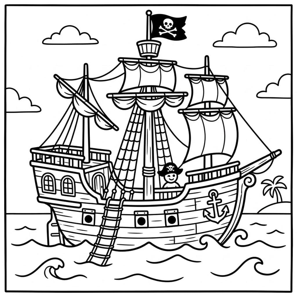 Piratskip med Tau-stige fargelegging