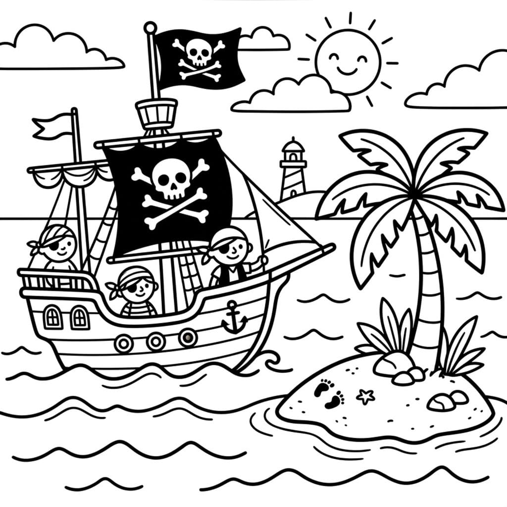 Piratskip ved Øy fargelegging