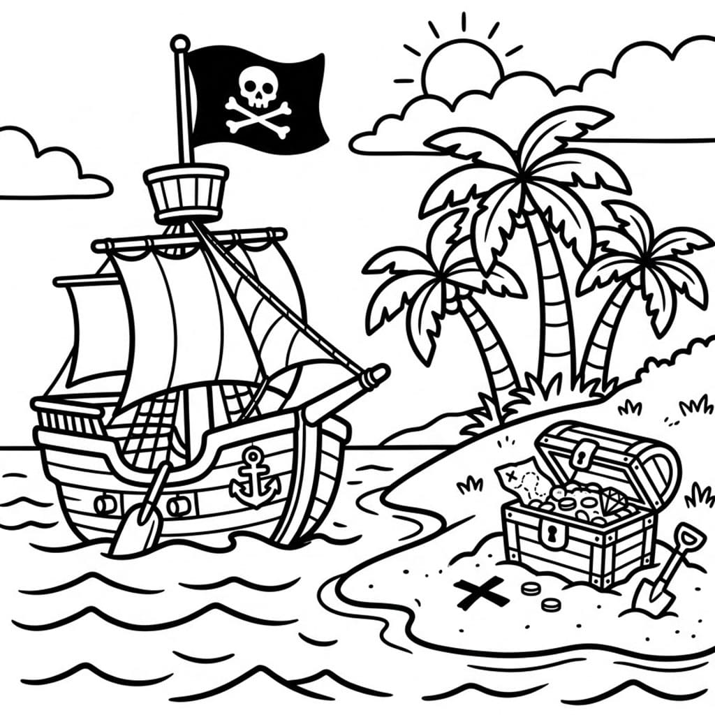 Piratskip ved Skatteøy bilde fargelegging