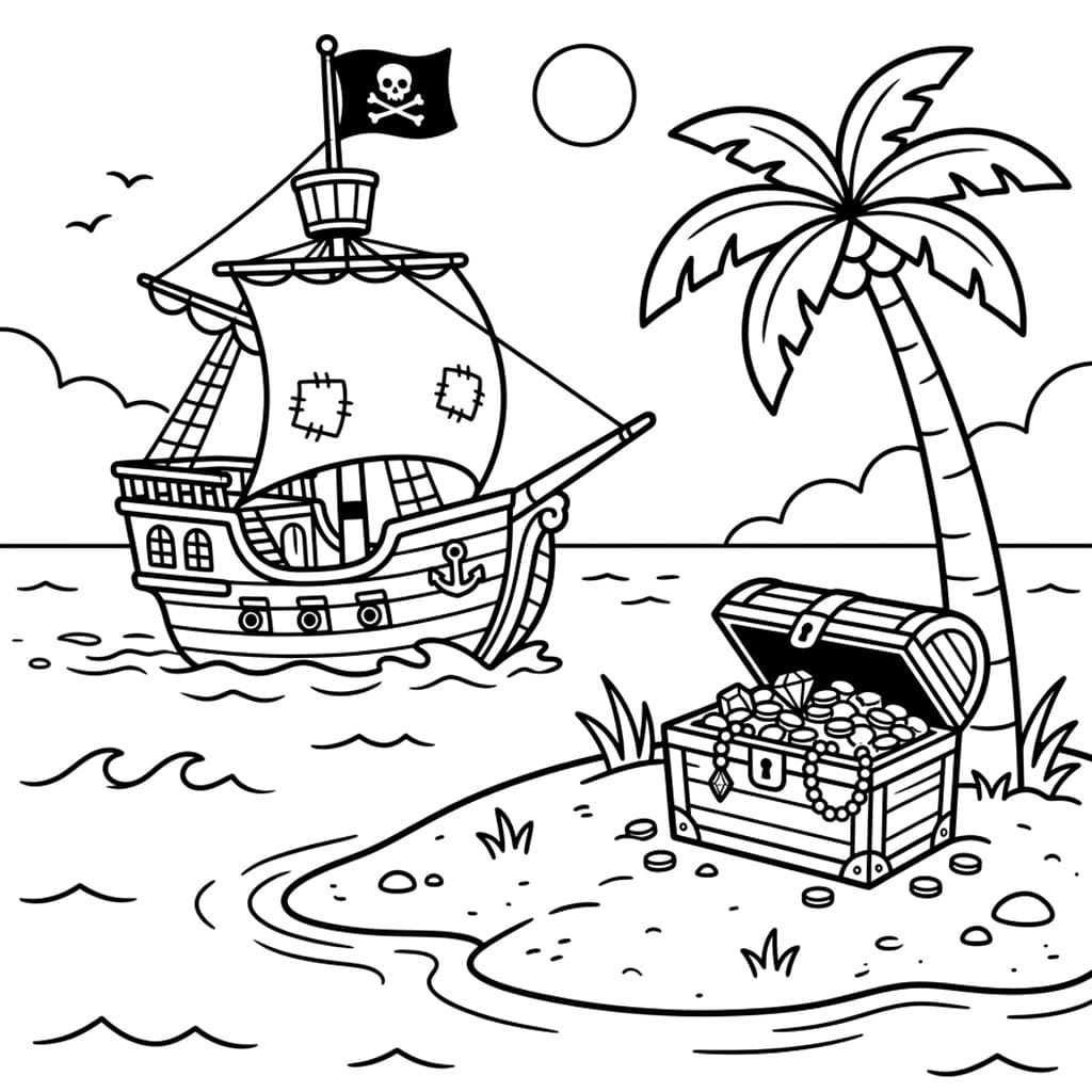 Piratskip ved Skatteøy fargelegging