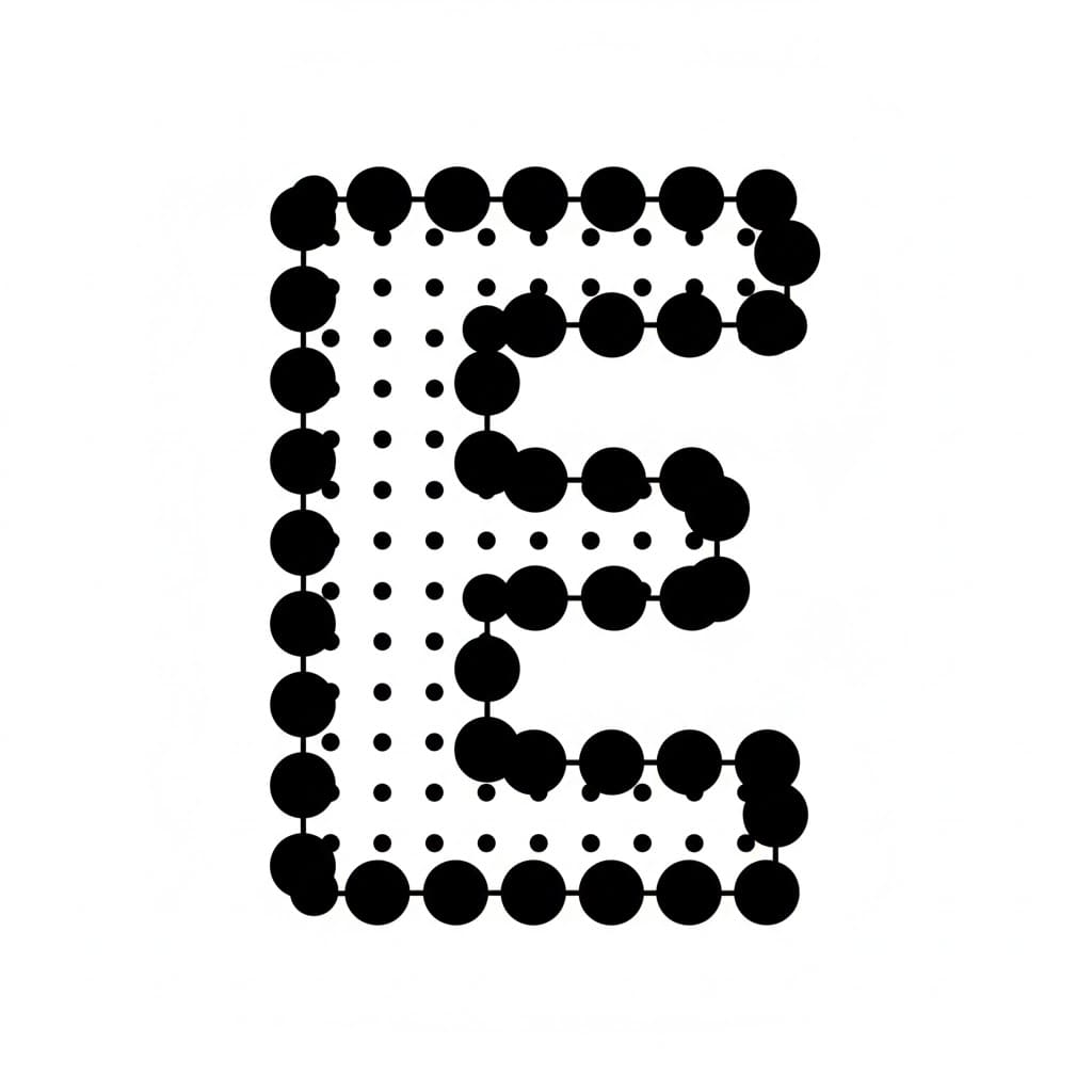 Prikkete bokstav E fargelegging