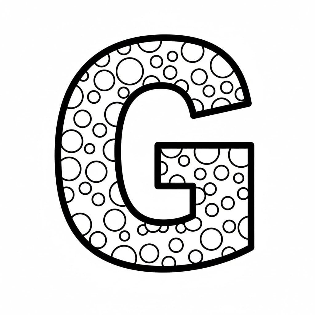 Prikkete mønster av bokstaven G fargelegging