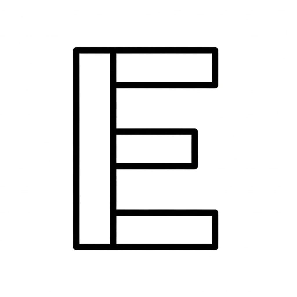 Rektangulær bokstav E fargelegging