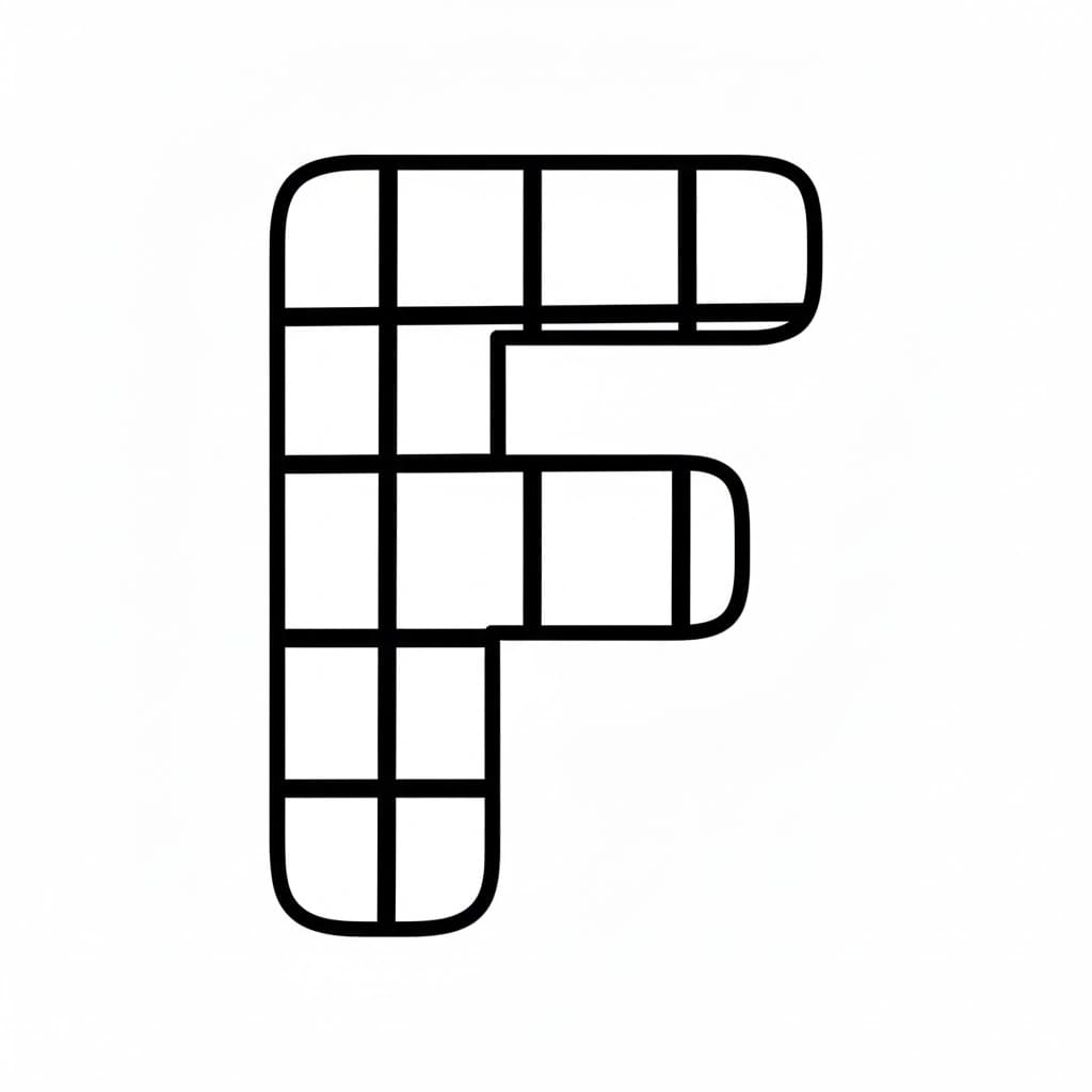 Rutete bokstav F fargelegging