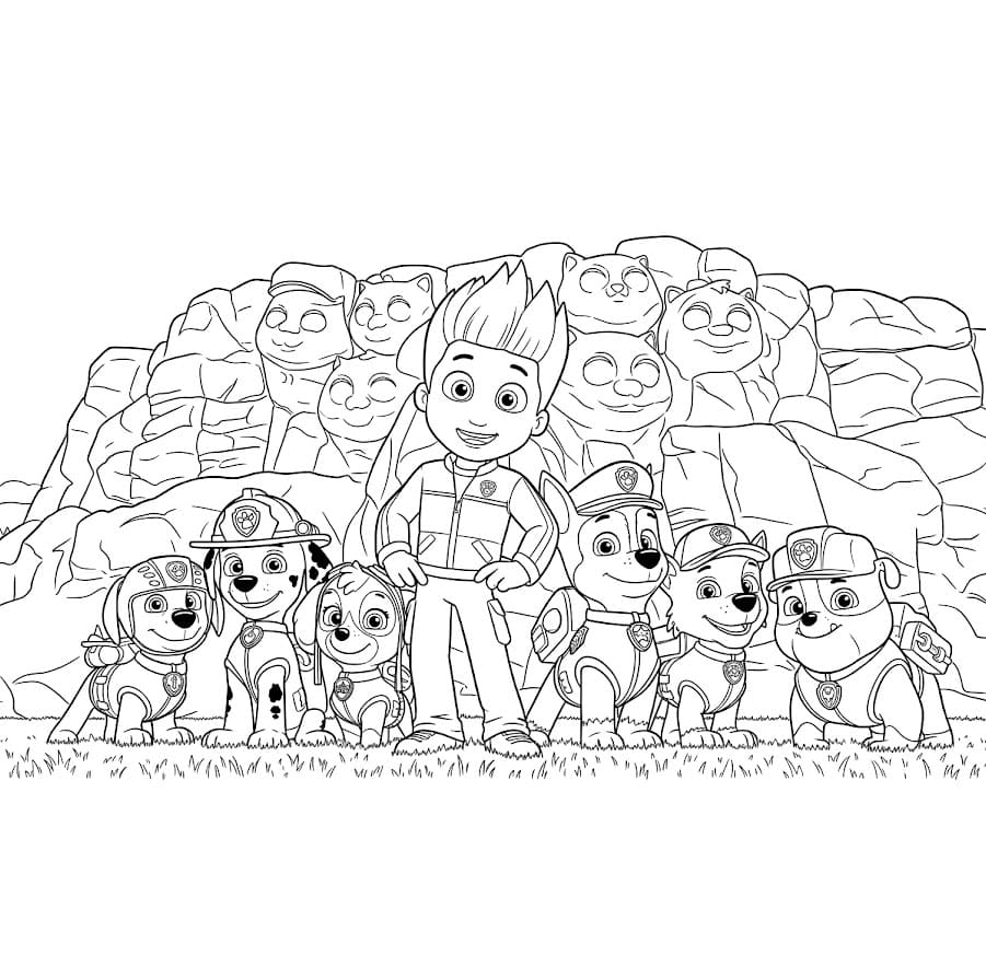 Ryder og Paw Patrol figurer fargelegging
