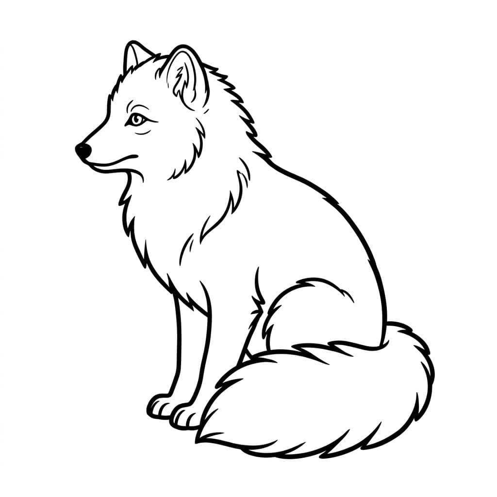 Sittende Fjellrev side fargelegging