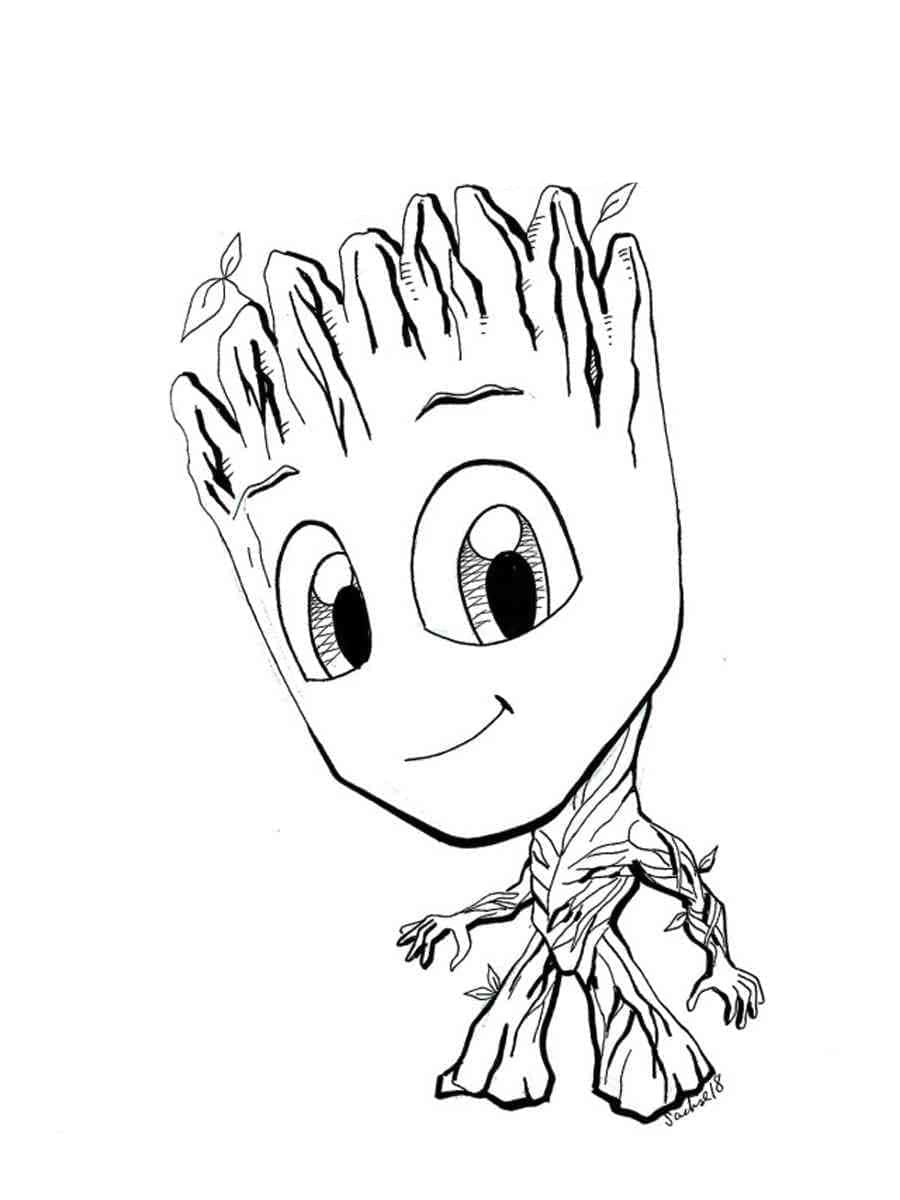 Søt lille Groot fargelegging